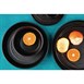 Bols plats ronds texturés noirs Olympia Cavolo 143mm (lot de 6)