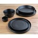 Bols plats ronds texturés noirs Olympia Cavolo 143mm (lot de 6)