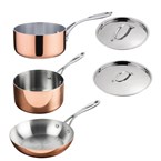 Batterie de cuisine en cuivre triple parois 3 pièces Vogue Cook Like A Pro