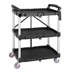 Petit chariot pliant en polypropylène Vogue 3 niveaux noir