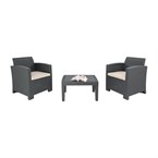 Ensemble fauteuils et table en rotin PP Bolero gris