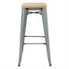 Tabourets hauts en acier galvanisé avec assise en bois Bolero Bistro (lot de 4)