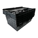 Caisse de transport/stockage en plastique perforé Vogue avec couvercle attaché 600x400x320mm