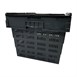 Caisse de transport/stockage en plastique perforé Vogue avec couvercle attaché 600x400x320mm