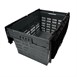 Caisse de transport/stockage en plastique perforé Vogue avec couvercle attaché 600x400x320mm