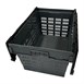 Caisse de transport/stockage en plastique perforé Vogue avec couvercle attaché 600x400x320mm