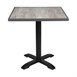 Plateau de table extérieur carré en verre trempé Bolero effet grain de bois bord gris 700 mm
