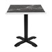 Plateau de table extérieur carré en verre trempé Bolero effet granit foncé bord blanc 700 mm