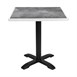 Plateau de table extérieur carré en verre trempé Bolero effet pierre foncée bord blanc 700 mm