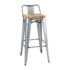 Tabourets bistro hauts avec dossier et assise en bois Bolero acier galvanisé (lot de 4)