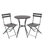 Ensemble table et 2 chaises pliantes d'extérieur en acier noir Bolero 