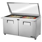 Table de préparation 24 bacs GN 1/6 avec couvercle en verre True TSSU-60-24M-B-ST-FGLID
