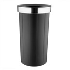Poubelle ronde noire en polypropylène Bolero avec couvercle ouvert 60L