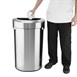 Poubelle en D en acier brossé Bolero avec couvercle ouvert 86L