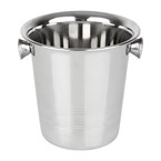 Seau à glace en acier inoxydable avec poignées et rainures Olympia 1050ml