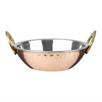 Plat Kadai en cuivre avec poignées en inox revêtement laiton Olympia 660ml