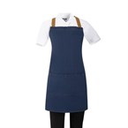 Tablier court croisé dans le dos Southside en denim bleu avec liens en cuir