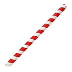 Paille à thé à bulles compostable Fiesta rouge et blanc 12x210mm (lot de 150)