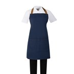 Tablier court Southside en denim bleu avec attaches marron clair