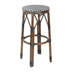 Tabourets de bar en rotin PE style parisien Bolero bois foncé noirs (paquet de 2)