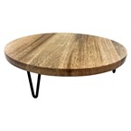 Support de présentation rond en bois de manguier avec pieds en métal Olympia 300x80mm