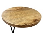 Support de présentation rond en bois de manguier avec pieds en métal Olympia 250x80mm