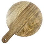 Support de présentation rond avec poignée en bois de manguier avec pieds en métal Olympia 400x300x80mm