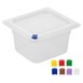 Bacs PP Hygiplas Click GN 1/6 avec couvercles et 7 clips de couleur 100mm 1,5L (lot de 4)