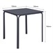 Table carrée en acier Bolero Adeline 700mm bleu ardoise