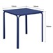 Table carrée en acier Bolero Adeline 700mm bleu marine 