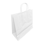 Sacs moyens en papier avec poignée torsadée Fiesta Recyclable blancs (lot de 250)