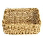 Panier de service rectangulaire Olympia en polyrotin marron clair 360x300 mm