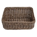 Panier de service rectangulaire Olympia en polyrotin marron foncé 360x300 mm