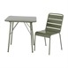 Table pliante à lattes carrée en acier Bolero Amalfi 700 mm vert olive
