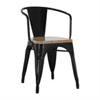 Fauteuils noirs à dossier incurvé avec assise en bois Bolero Bistro (lot de 4)