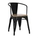 Fauteuils noirs à dossier incurvé avec assise en bois Bolero Bistro (lot de 4)