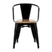 Fauteuils noirs à dossier incurvé avec assise en bois Bolero Bistro (lot de 4)