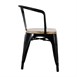 Fauteuils noirs à dossier incurvé avec assise en bois Bolero Bistro (lot de 4)