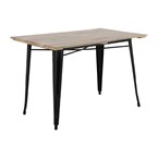 Table à manger à plateau à lattes en bois de manguier et piètement noir Bolero Bistro 1200 mm