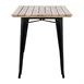 Table à manger à plateau à lattes en bois de manguier et piètement noir Bolero Bistro 1200 mm