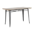 Table à manger à plateau à lattes en bois de manguier et piètement gris acier Bolero Bistro 1200 mm