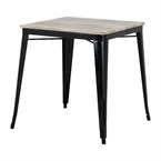 Table à manger à plateau à lattes en bois de manguier et piètement noir Bolero Bistro 650 mm