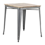 Table à manger à plateau à lattes en bois de manguier et piètement gris acier Bolero Bistro 650 mm