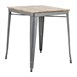 Table à manger à plateau à lattes en bois de manguier et piètement gris acier Bolero Bistro 650 mm