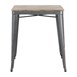 Table à manger à plateau à lattes en bois de manguier et piètement gris acier Bolero Bistro 650 mm