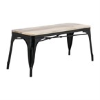 Banc d'intérieur avec assise en bois de manguier et cadre noir Bolero Bistro 1000 mm (lot de 2)