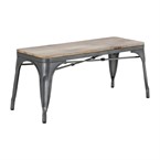 Banc d'intérieur avec assise en bois de manguier et cadre gris acier Bolero Bistro 1000 mm (lot de 2)