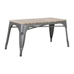 Banc d'intérieur à lattes en bois de manguier et cadre gris acier Bolero Bistro 850 mm (lot de 2)