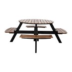 Ensemble table de pique-nique ronde Acacia avec bancs Bolero