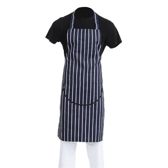 Tablier bavette avec poche Whites rayé marine et blanc